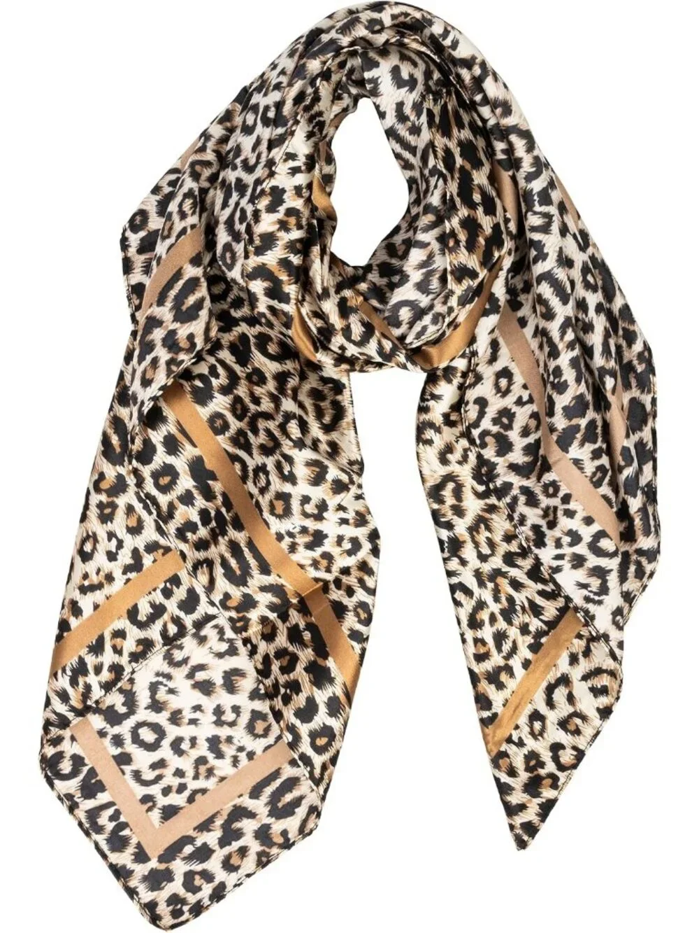 Vintage Leopard Print Square Scarf Silk Feeling Bandana for Women
